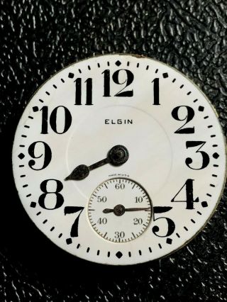 16s Elgin 17j Pocket Watch Movement Great Dial And Hand