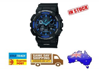 Casio G - Shock Analogue/digital Mens Black/blue Xl Series Watch Ga - 100 - 1a2 Ga - 100