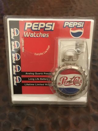 Vintage Pepsi Cola Pocket Watch Bottle Cap Logo Red White & Blue V - 121 Nip