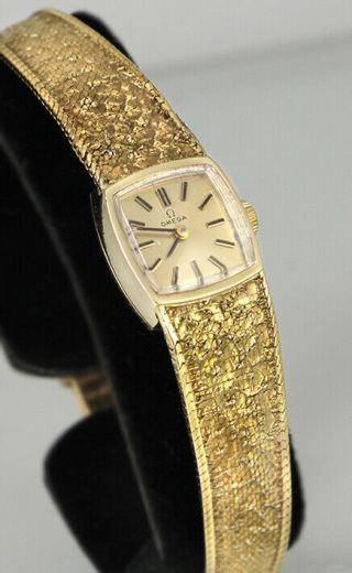 9k Solid Gold Omega Ladies Watch,  9k Solid Gold Bracelet,  Omega Box (094)