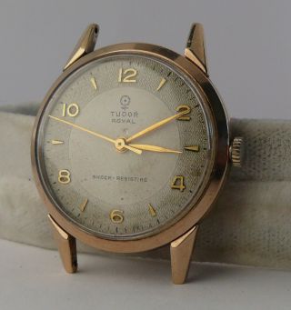 Vintage Gents Rolex Tudor Royal Shock Resisting 9ct Gold Wristwatch