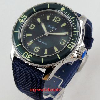 45mm Corgeut Green Dial Luminous Date Window Automatic Mens Watch C115