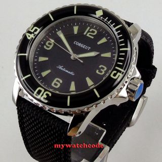 45mm Corgeut Black Dial Luminous Mechanical Automatic Mens Watch C116
