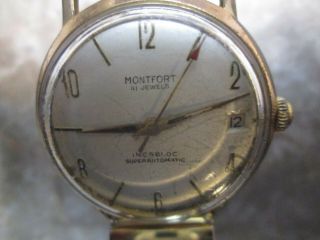 Vintage 41 Jewel Automatic Swiss Montfort Mens Watch Date