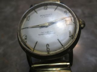Vintage 41 Jewel Automatic Swiss Montfort Mens Watch Date 2