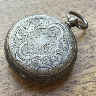 Pretty Antique Victorian 935 Silver 38mm Fob Watch - Repairs