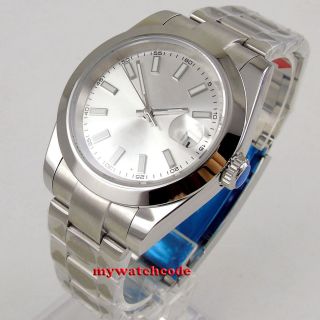 40mm Bliger Sterile Silver Dial Solid Case Sapphire Glass Automatic Mens Watch