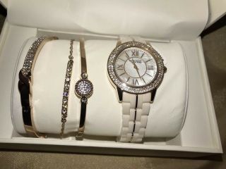 $300,  Anne Klein Womens Rose - Gold - Tone Watch & Bracelet & Bangle Set 12/2298rgst
