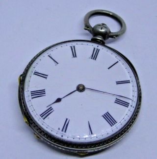 Antique Hallmarked Fine Silver Key Operated Mechanical Pocket Watch