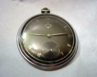 Vintage Normandie Swiss Made Pocket Watch 7j Nickel Chrome Case Runs