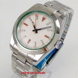 40mm Bliger Sterile White Dial Solid Case Sapphire Glass Automatic Mens Watch 63