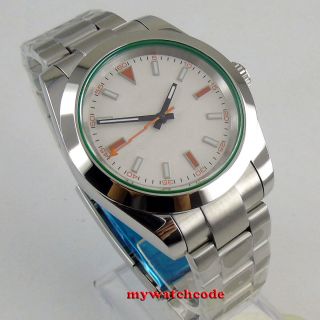40mm bliger sterile white dial solid case sapphire glass automatic mens watch 63 2