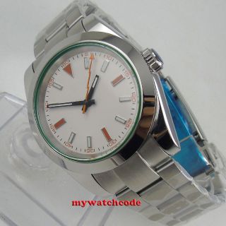 40mm bliger sterile white dial solid case sapphire glass automatic mens watch 63 3