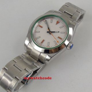 40mm bliger sterile white dial solid case sapphire glass automatic mens watch 63 4