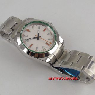 40mm bliger sterile white dial solid case sapphire glass automatic mens watch 63 5