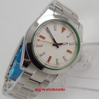40mm bliger sterile white dial solid case sapphire glass automatic mens watch 63 6