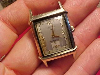 Vintage Mans Elgin Deco Style Wristwatch - Shockmaster - 17j - 4 Screw Case