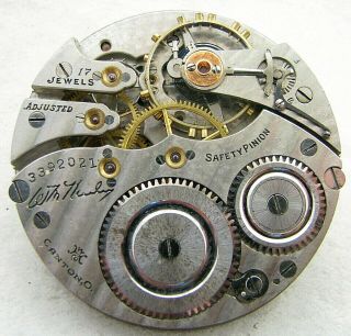 Antique 16s Hampden Wm Mckinley 17 Jewel Pocket Watch Movement Parts