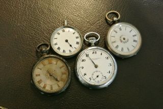 Vintage Pocket Watches For Spares Or Repairs X 4 (pm)
