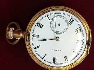Antique Rolled Gold Full Hunter Pocket Watch & Elgin Movement For Spare Parts.