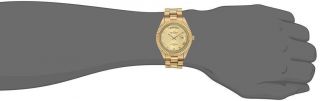 Peugeot 14K All Gold - Plated Day Date Roman Numeral Stainless Steel Watch - 1029G 3