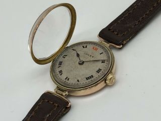 Vintage 9k 9ct solid Rose Gold ROLEX Ladies Watch (WW2 Military Trench) 9