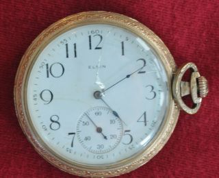 Vintage 1915 Elgin Pocket Watch Size 12,  15 Jewel,  10k Gold Filled,  Not Running