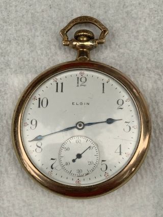 Vintage Mens Gold Filled Elgin 7 Jewel Pocket Watch