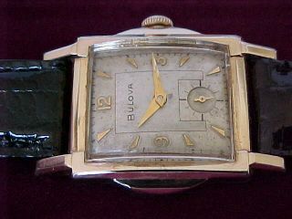 All Stepped Case Vintage Bulova Yellow Gold Filled Wristwatch 4x Signed