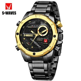 SWAVES Dual Display Watches Men Wach Quartz Sport Waterproof Digital Watch B. 2