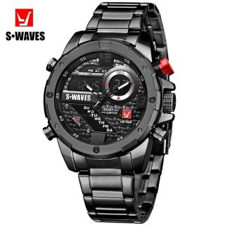 SWAVES Dual Display Watches Men Wach Quartz Sport Waterproof Digital Watch B. 3