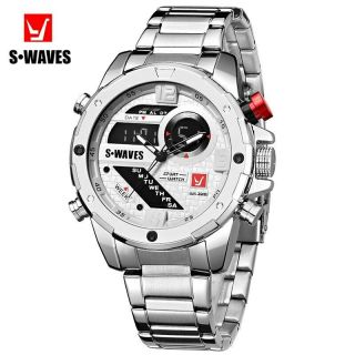 SWAVES Dual Display Watches Men Wach Quartz Sport Waterproof Digital Watch B. 4