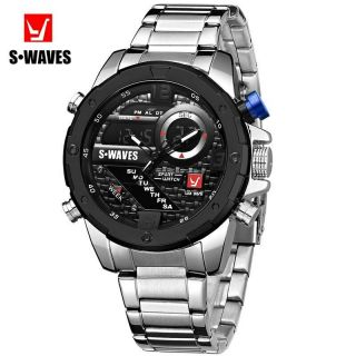 SWAVES Dual Display Watches Men Wach Quartz Sport Waterproof Digital Watch B. 5