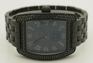 Ladies Michele Urban Mw02m02e1937 1.  00ctw Diamond Noir Black Swiss 36.  5mm Watch