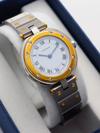 Ladies Cartier Santos Two Tones 18k Gold & Stainless Steel Watch