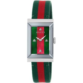 Gucci G - Frame Fabric Green Red Green Strap Ladies Watch Ya147404
