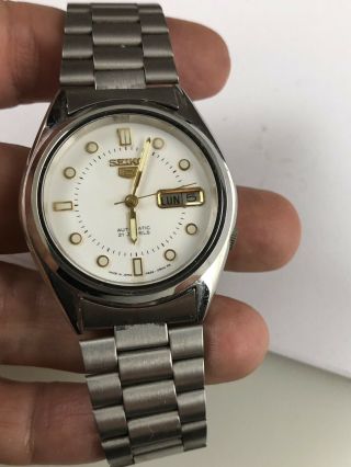 Vintage Seiko 5 Automatic Calendar Day Date Watch Mens See Through Back