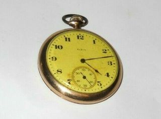 Antique 1922 Elgin 12s 7 Jewel Gold Filled Pocket Watch,  As - Is