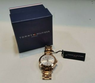 Tommy Hilfiger Aubrey Silver Dial Rose Gold Stainless Steel Ladies Watch