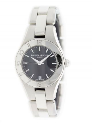 Baume & Mercier Linea Quartz 27mm Black Dial Roman Bezel Steel Watch Moa10010