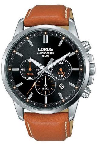 Lorus Gents Chronograph Leather Strap Watch - Rt387gx9