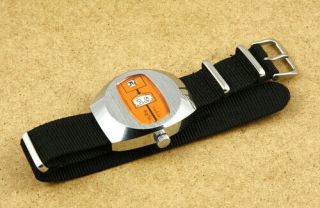 Ruhla Jump Hour Orange Vintage Mechanical Watch Very Slightly