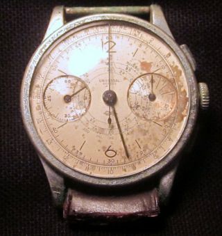 Vintage Universal Geneve Chronograph Wristwatch As Found 3 Day Nr