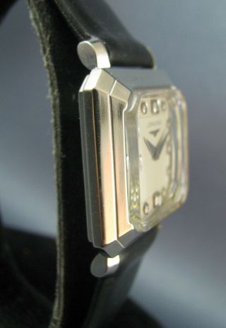 Vintage Longines Art Deco Solid 14K White Gold Diamond Dial 23Z Mens Watch 1950 4