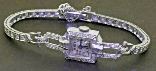 Croton Antique Art Deco Platinum 1.  50ctw Vs Diamond Mechanical Ladies Watch