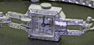 Croton antique Art Deco Platinum 1.  50CTW VS diamond mechanical ladies watch 2
