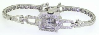 Croton antique Art Deco Platinum 1.  50CTW VS diamond mechanical ladies watch 3