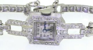 Croton antique Art Deco Platinum 1.  50CTW VS diamond mechanical ladies watch 4