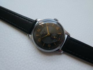 Elegant Very very rare Vintage Black POBEDA Men ' s dress watch from 1953 ' s year 2
