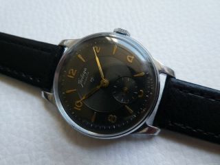 Elegant Very very rare Vintage Black POBEDA Men ' s dress watch from 1953 ' s year 3